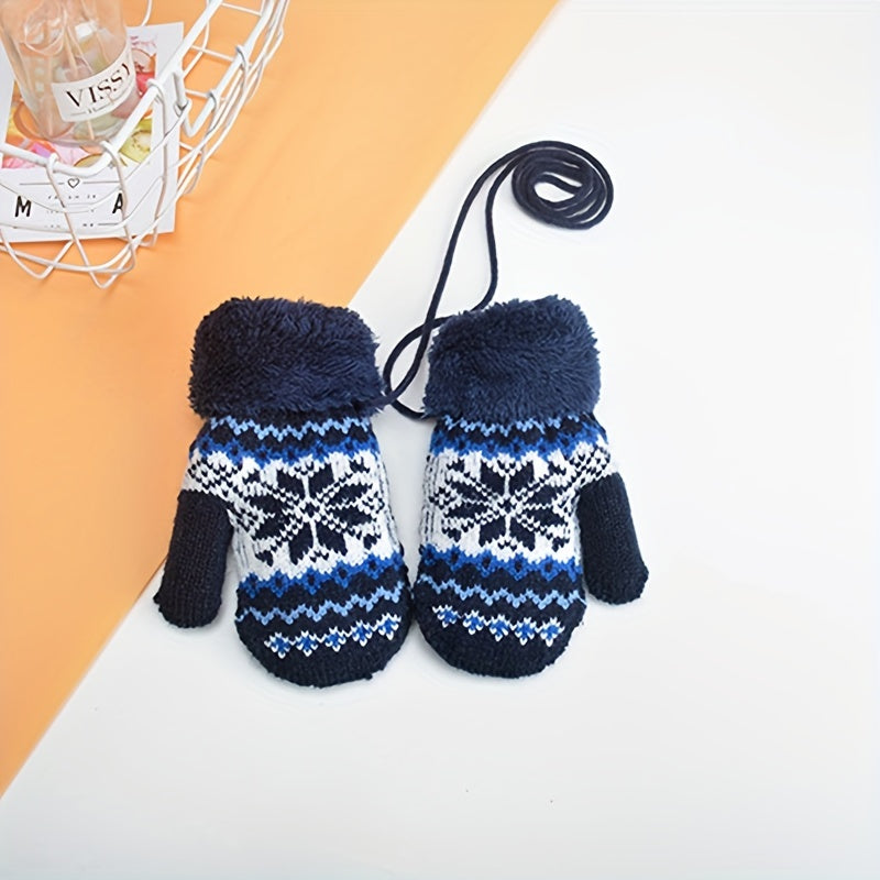 Gants enfant coloris bleu roi, motif floral
