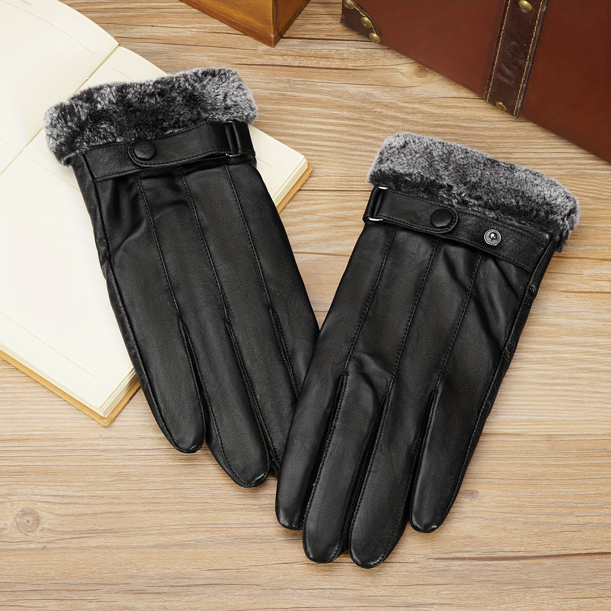Gant homme en cuir de mouton, utilisation d'un smartphone