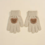 Gants enfant coloris kaki, tricot extensible