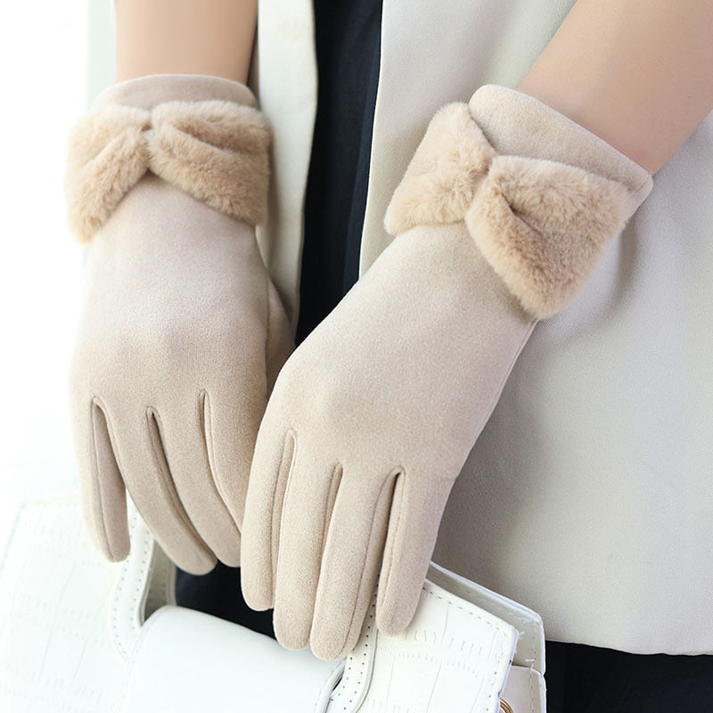 Gants polaire, noeud décoratif
