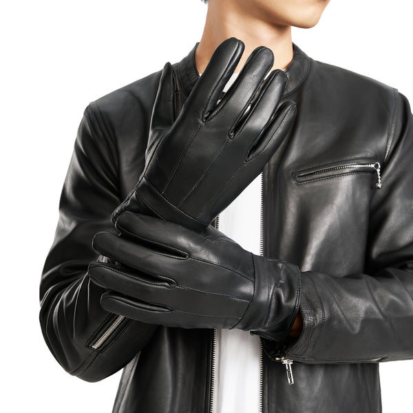 Gants homme en cuir de mouton noir