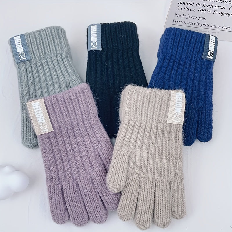 Gants enfant en laine tricotée, doigts séparés
