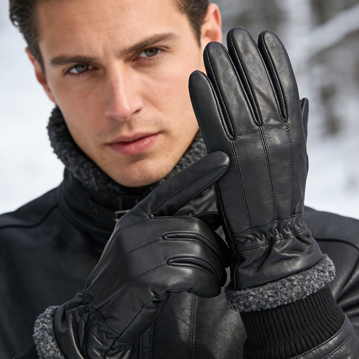 Gant homme en cuir de mouton, vue de la paume