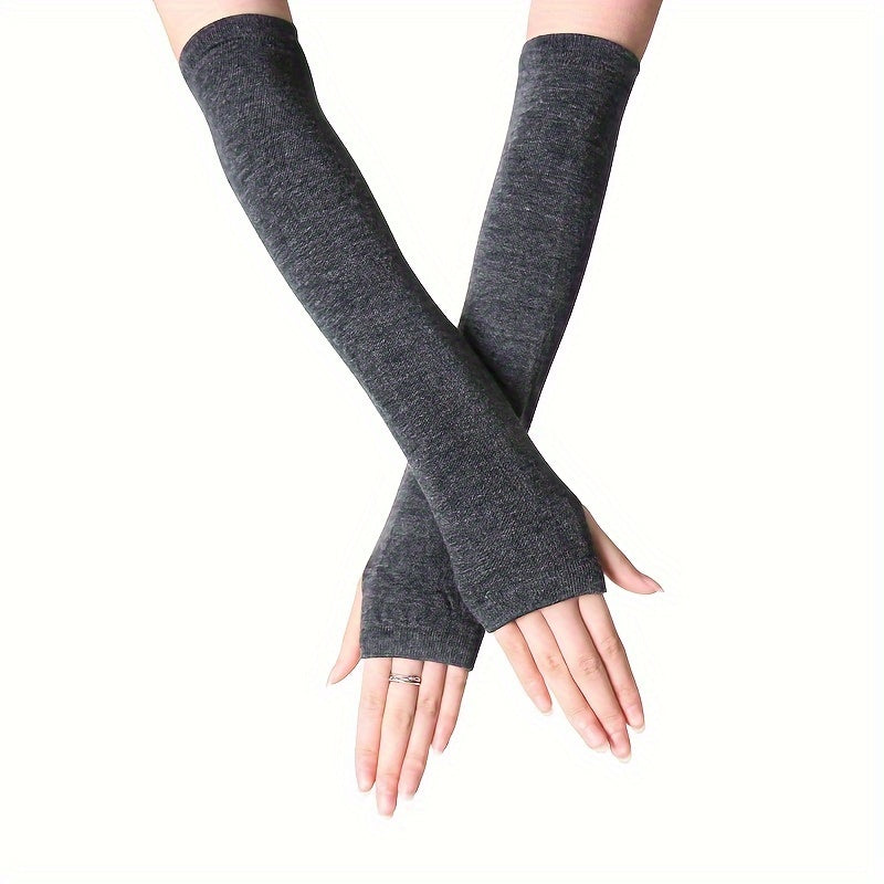Mitaine femme longue coloris gris profond