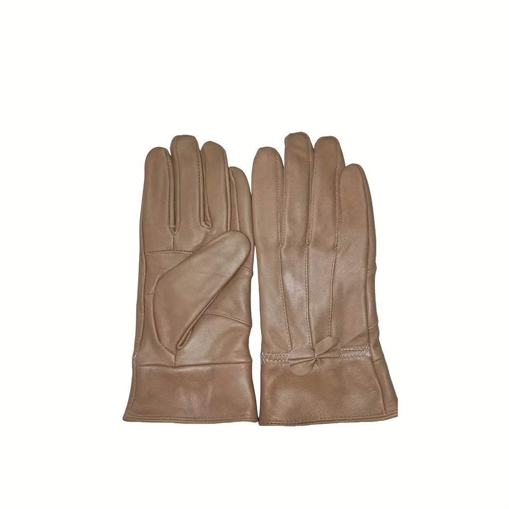 Gants cuir femme violet, vue de trois-quarts