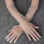 Gants longs femme tulle coloris blanc