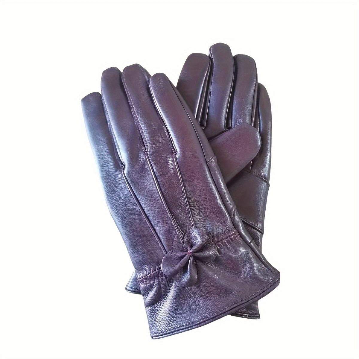 Gants cuir femme violet, vue rapprochée du poignet