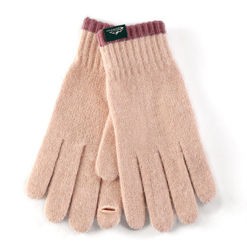 Gant femme rose en laine, coupe-vent et tactile