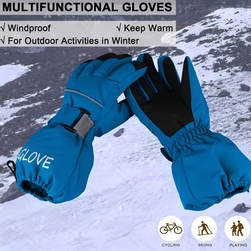 Gants enfant bleus, coupe-vent et chauds, pour activités d'hiver en extérieur