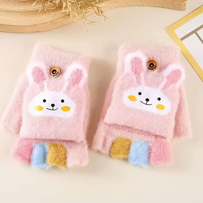Gants enfant motif lapin et cœur, vue détail