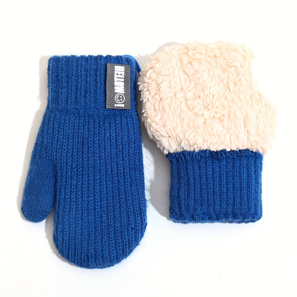 Gants enfant coloris bleu, double couche