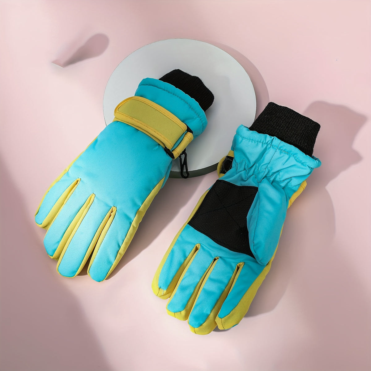 Gants enfant coloris jaune verdâtre