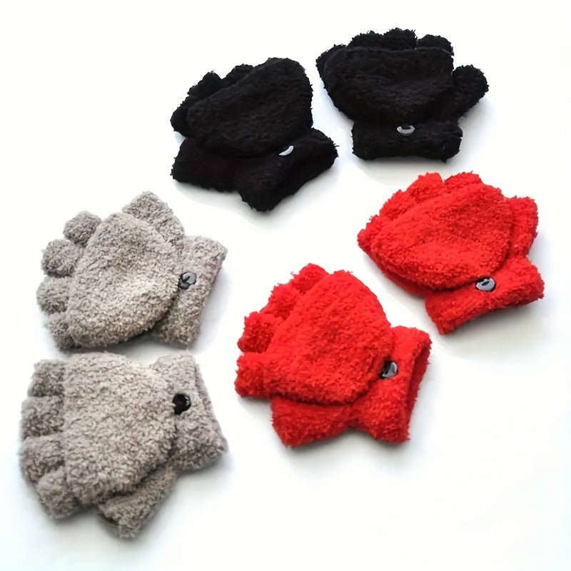 Gants enfant mi-doigts à rabat, vue détail