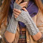 Mitaine femme grise jacquard, vue de face