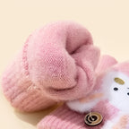 Gants enfant motif lapin et cœur, vue détail
