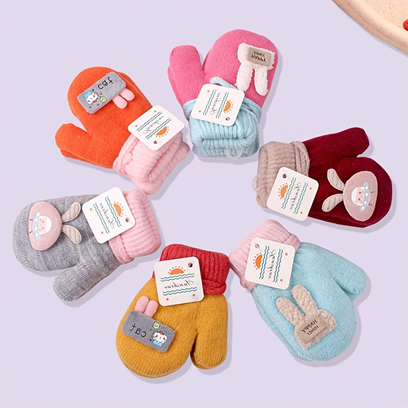 Gants enfant tricotés, motifs animaux