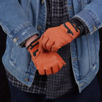 Gants cuir homme orange, vue portée
