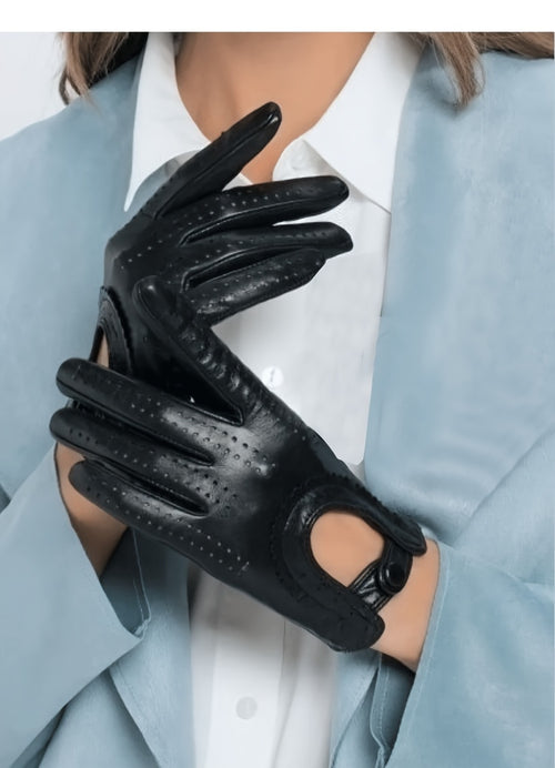 Gants cuir femme perforés, vue d'ensemble