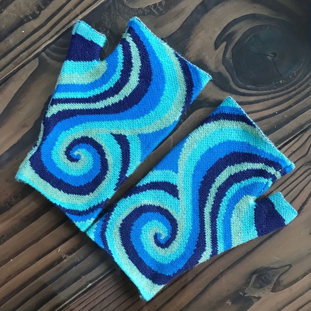 Mitaines femme bleu marine à plat, vue des deux mitaines