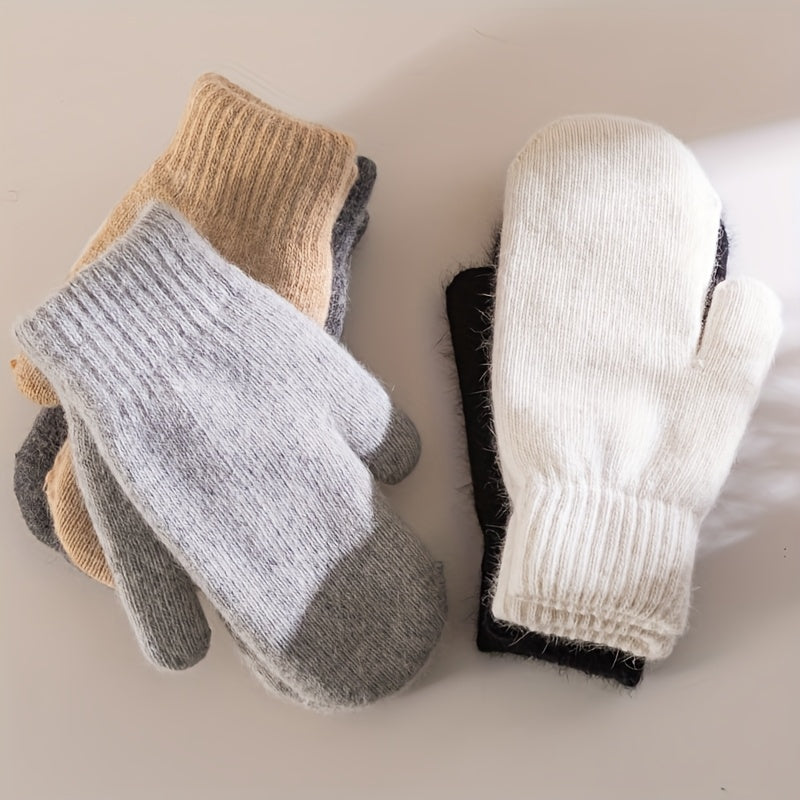 Moufle femme laine mélangée, détail du poignet