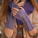 Mitaine femme violette jacquard, vue de face