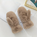 Moufle femme fausse fourrure kaki