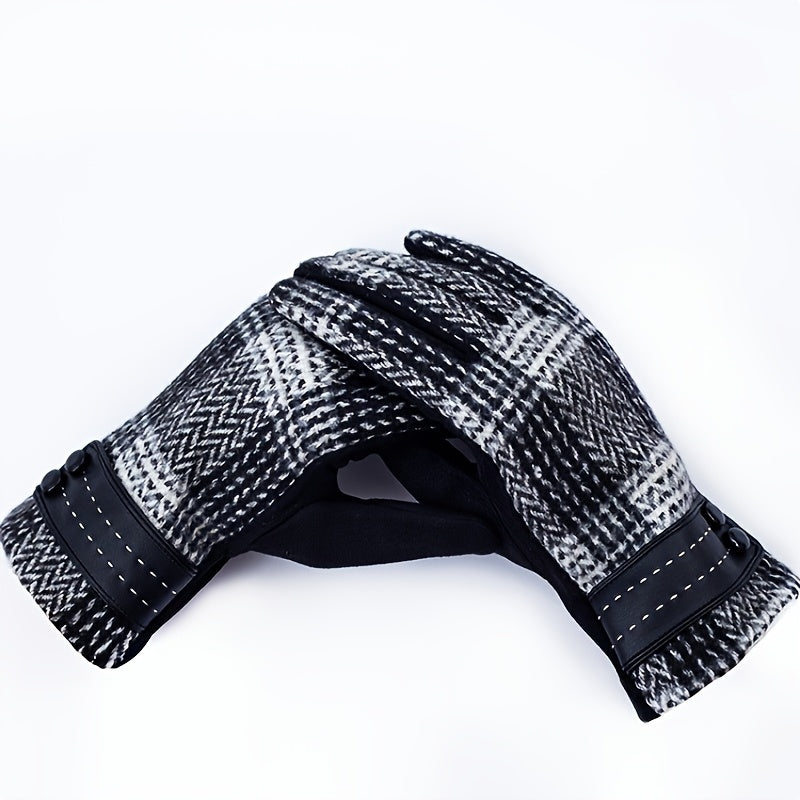 Gant tricot chevrons noir