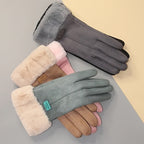 Gants femme revers façon fourrure