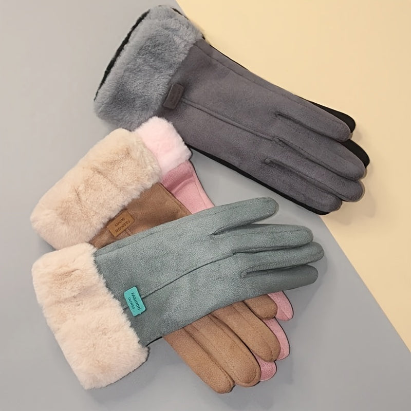 Gants femme revers façon fourrure