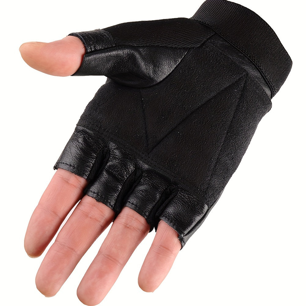 Gants demi-doigts cuir, vue détail