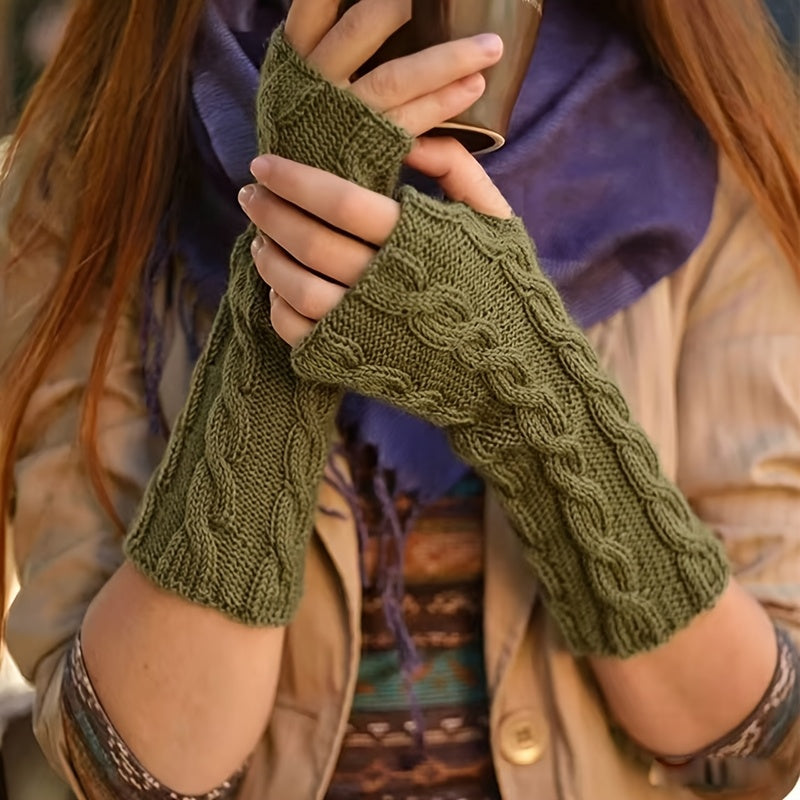Mitaine femme verte jacquard, vue de face