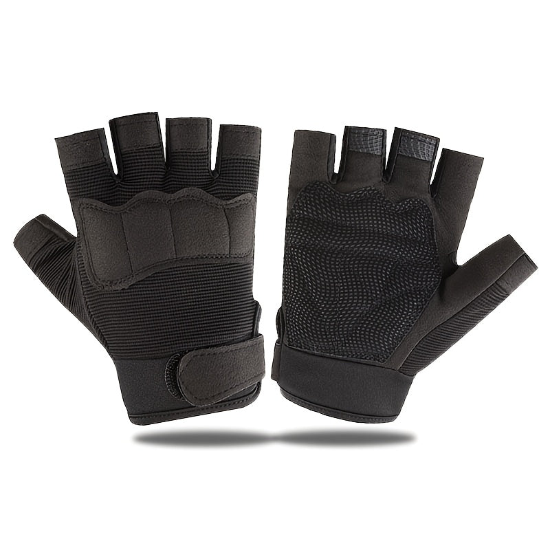 Gants enfant demi-doigts noirs, patte auto-agrippante au poignet