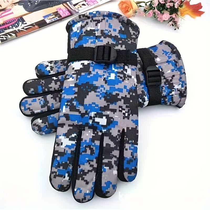 Gants de vélo bleu camouflé
