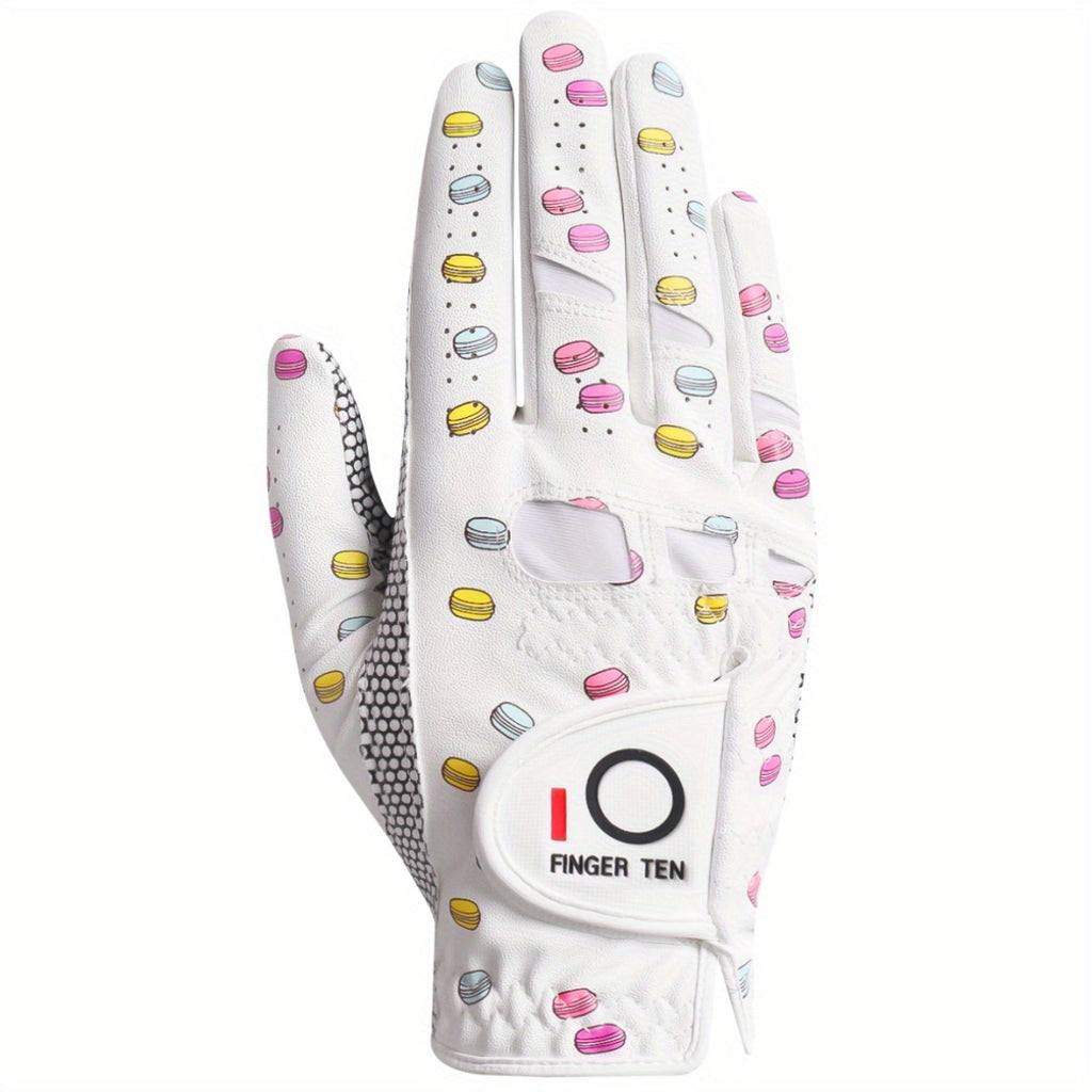 Gant de golf motif macaron, vue détail