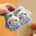 Gants enfant coloris bleu, motif caneton