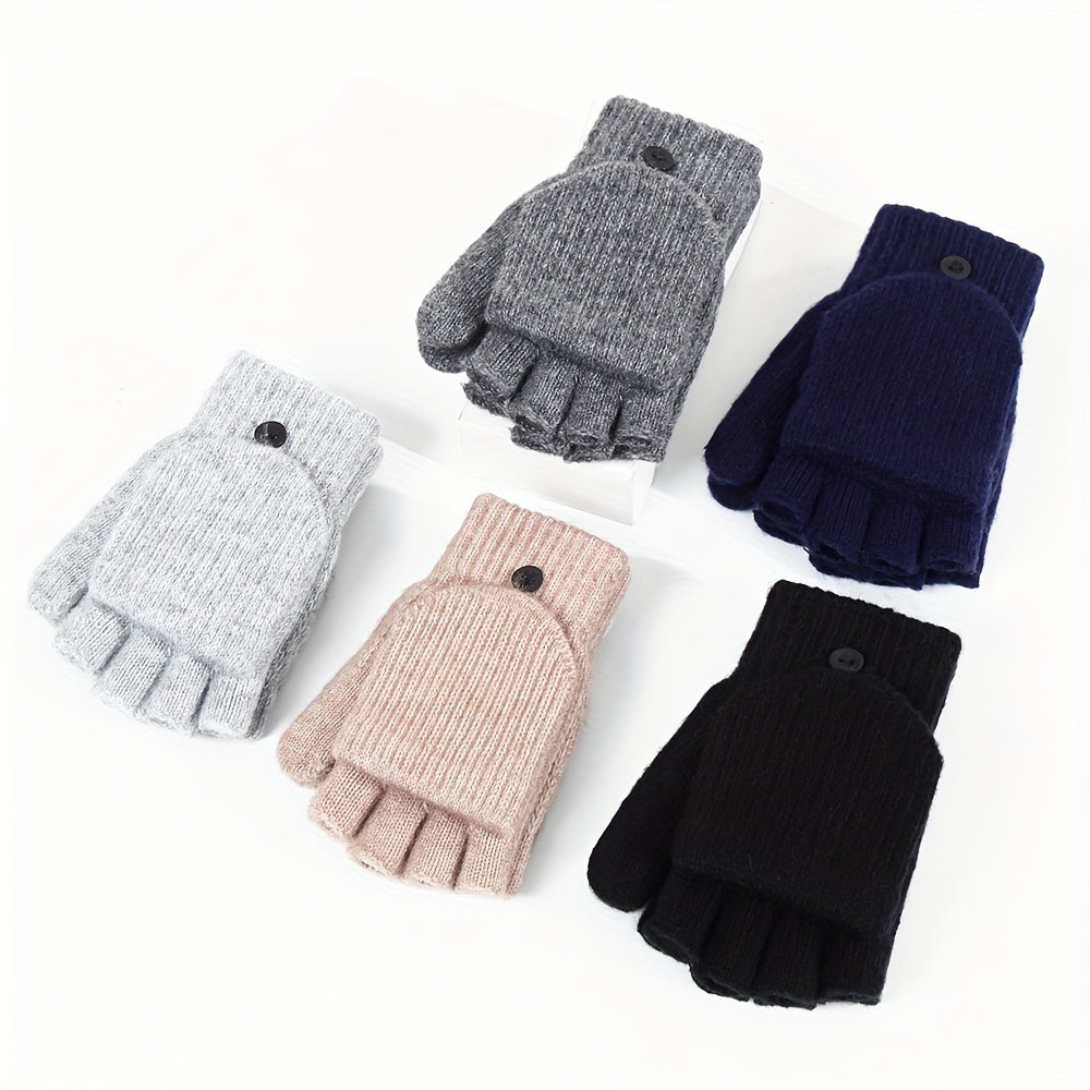Gants enfant demi-doigts jacquard, détail des doigts