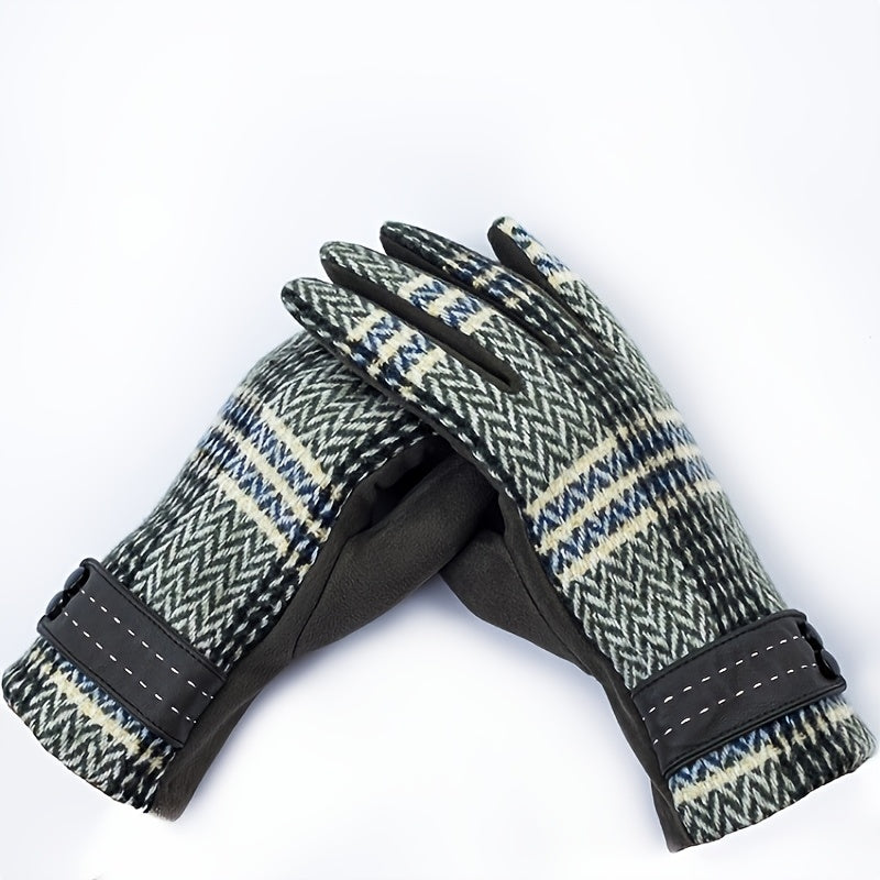 Gant tricot chevrons vert