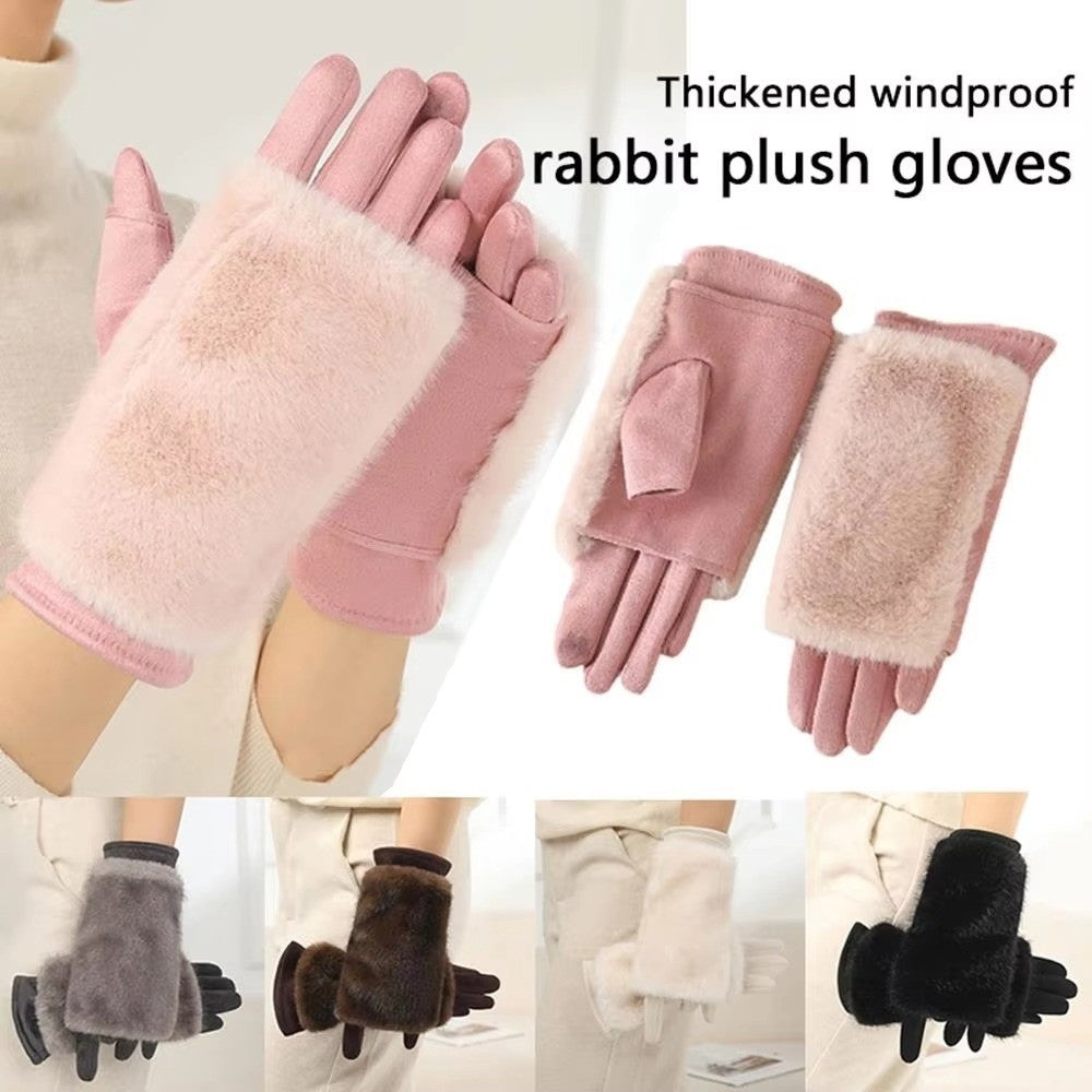 Gants femme, détail du revers fourrure au poignet