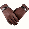 Gant homme brun, sangle boutonnée