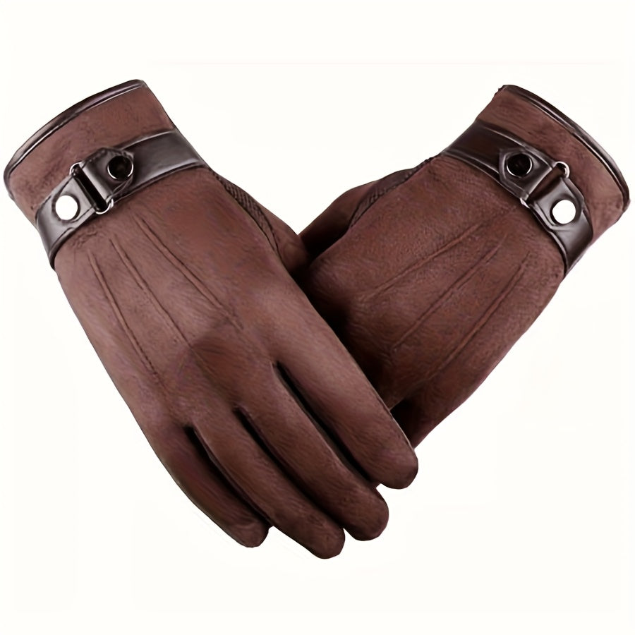 Gant homme brun, sangle boutonnée