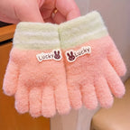 Gants enfant tricotés, coloris rouge orange