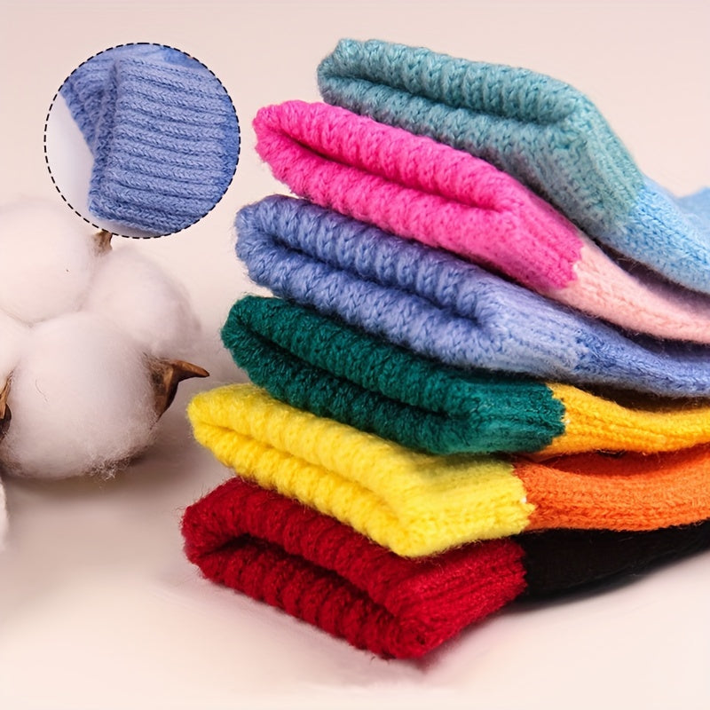 Gants enfant tricotés, cinq doigts épais