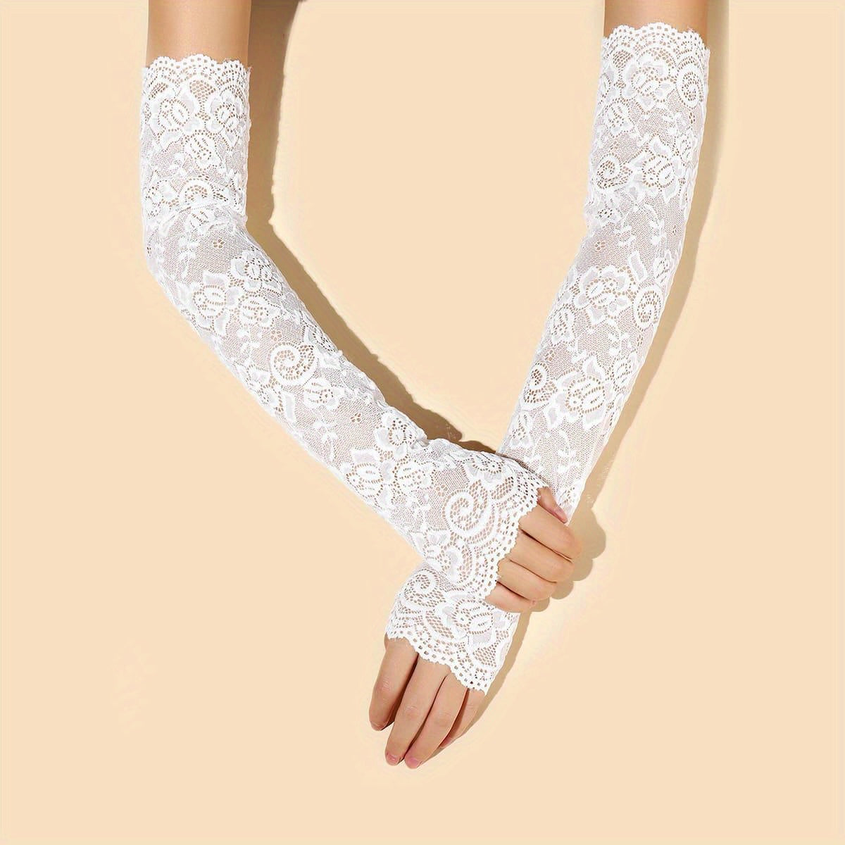 Mitaine femme dentelle coloris blanc