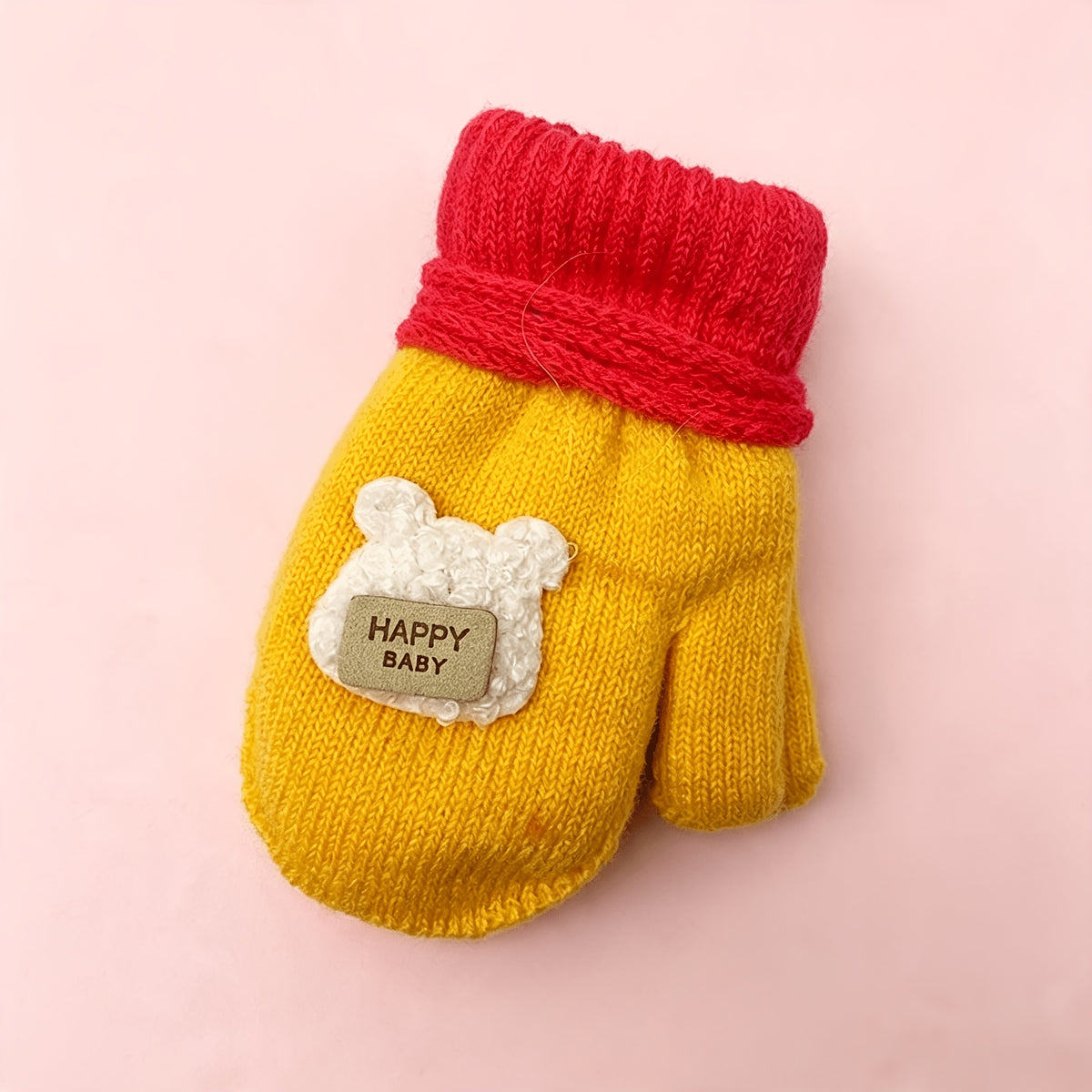 Gants enfant coloris jaune, motifs animaux