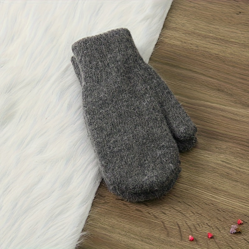 Moufle femme laine mélangée gris foncé