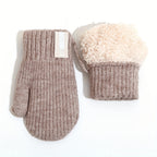 Gants enfant coloris chameau, double couche
