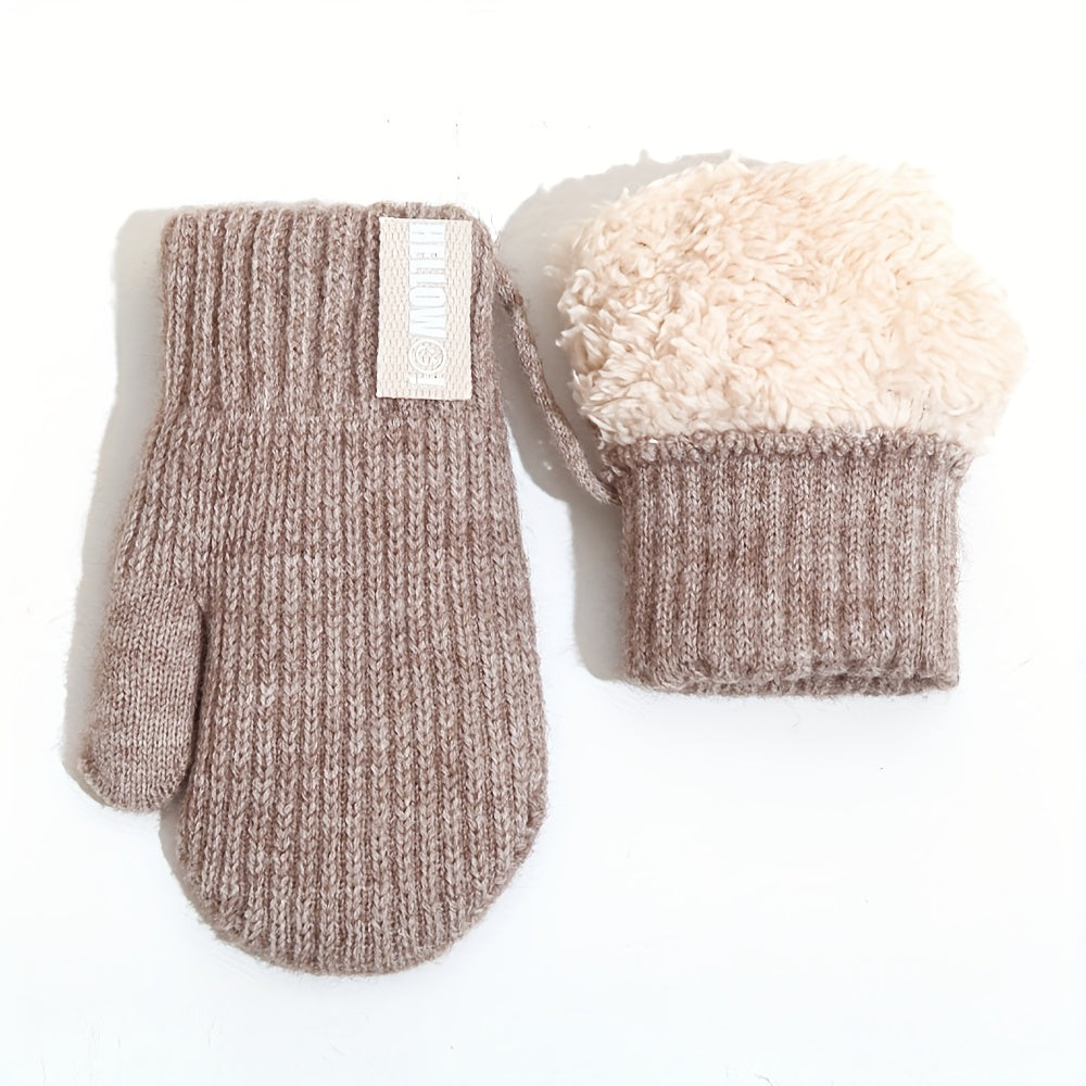 Gants enfant coloris chameau, double couche