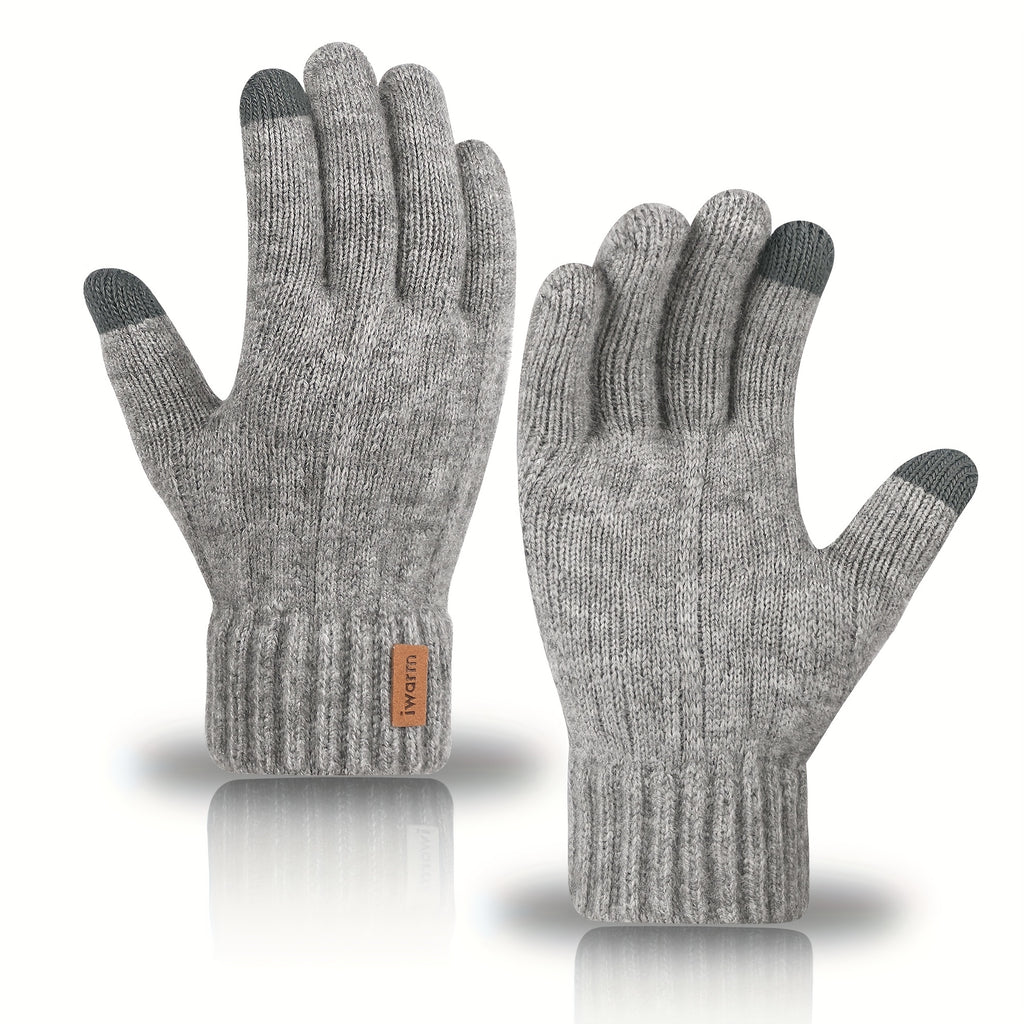 Gants tricot gris clair