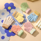 Gants enfant tricotés pastel, vue d'ensemble des coloris