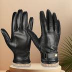 Gants homme cuir, doublure tricot